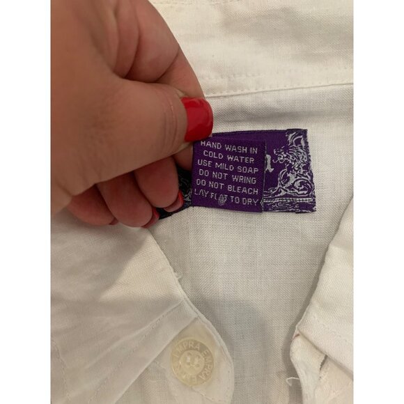 Empra White Linen Embroidered Button Up Shirt Size XL - Picture 12 of 13